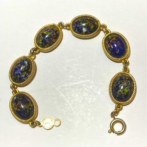 Accessocraft N.Y.C Oval Goldtone Multivolor Glass Beaded Linked Bracelet